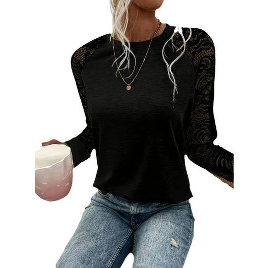 Damen Langarmshirt mit Spitzenärmeln und lässigem Schnitt EB