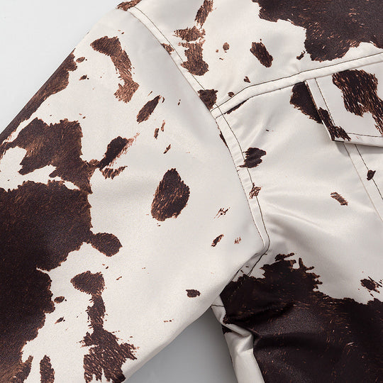 Damen angesagte Kunstlederjacke im angesagten Cow-Print EB