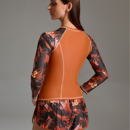 Damen Sportliches Surfanzug-Set mit floralem Design und nahtlosem Schnitt EB