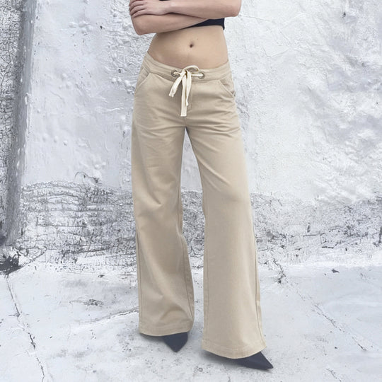 Damen nan weite Highwaist Cargo-Schlaghose mit Tunnelzug, Mehrfachtaschen und legerer Silhouette EB