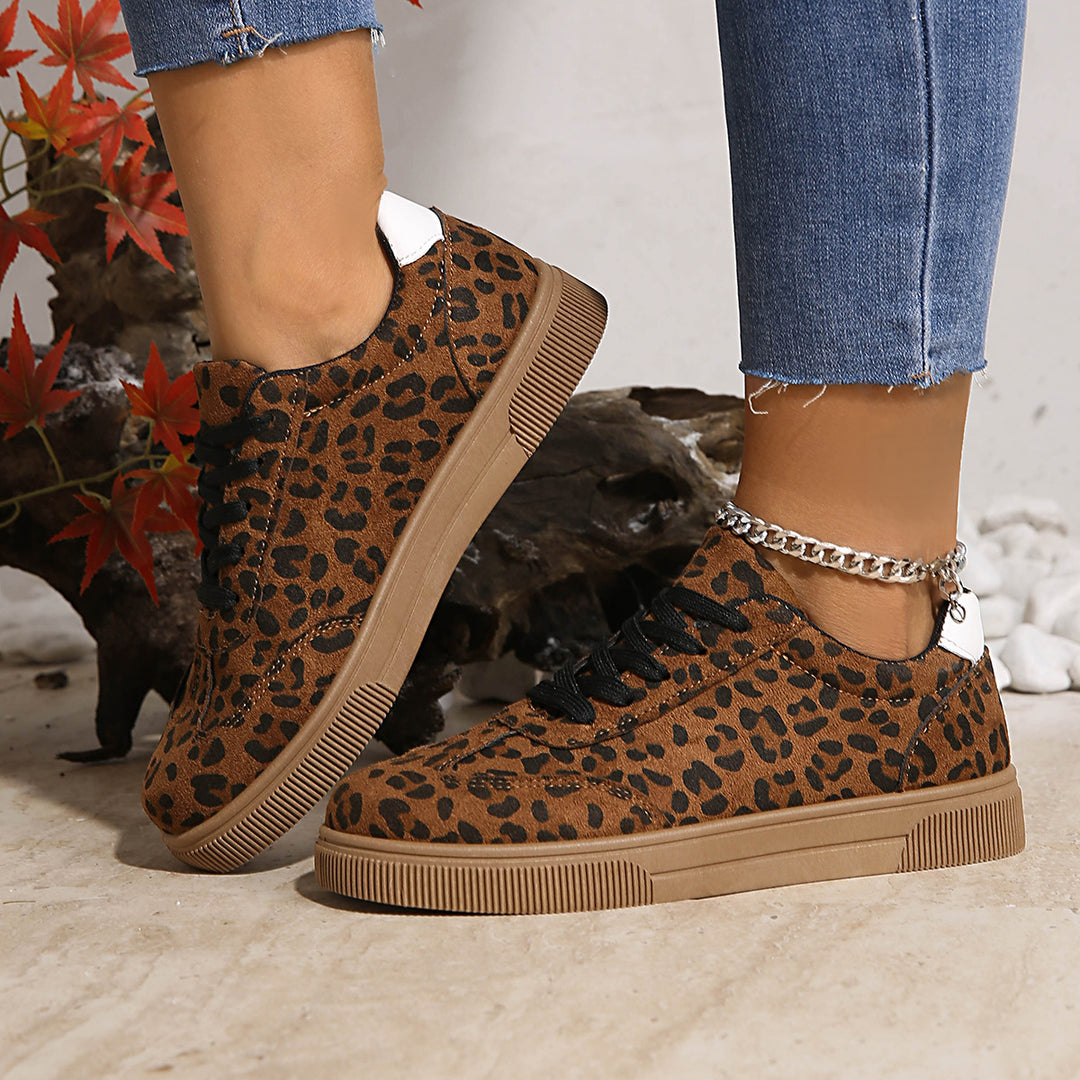 Damen Sneakers im attraktiven Leopardenmuster mit atmungsaktiver Oberflächenstruktur EB