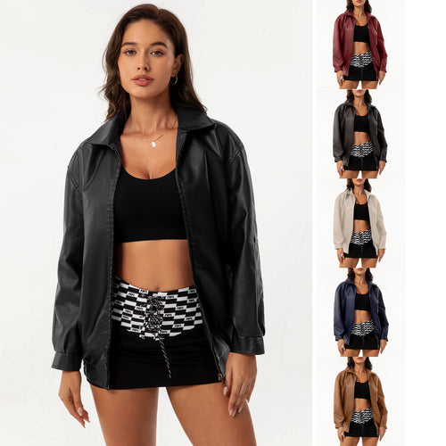Damen lässige Satinjacke mit modernem Schnitt und praktischen Taschen EB