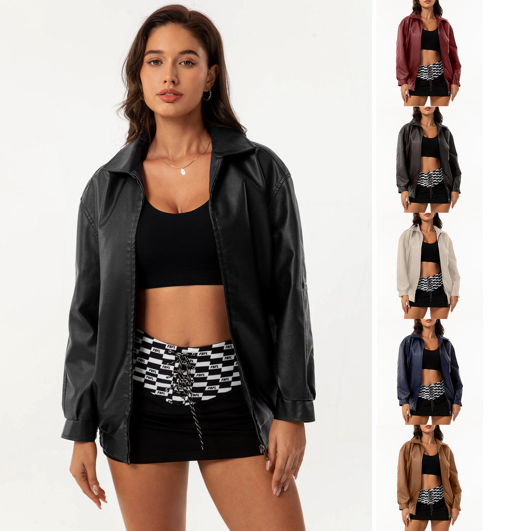 Damen nan leichte Satin Bomberjacke mit Reißverschluss und lockerer Passform EB