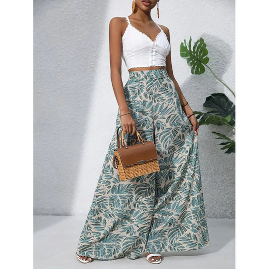 Damen Weit geschnittene Sommerhose mit floralem Muster EB