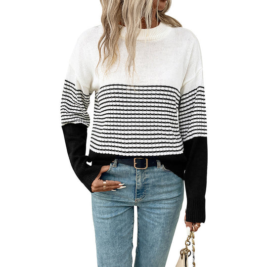 Damen Strickpullover mit modernem Muster und lässigem Schnitt EB