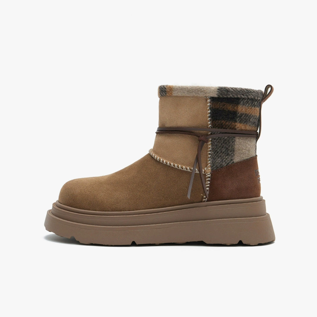 Damen Winterstiefel mit weichem Innenfutter und modischem Karo-Design EB