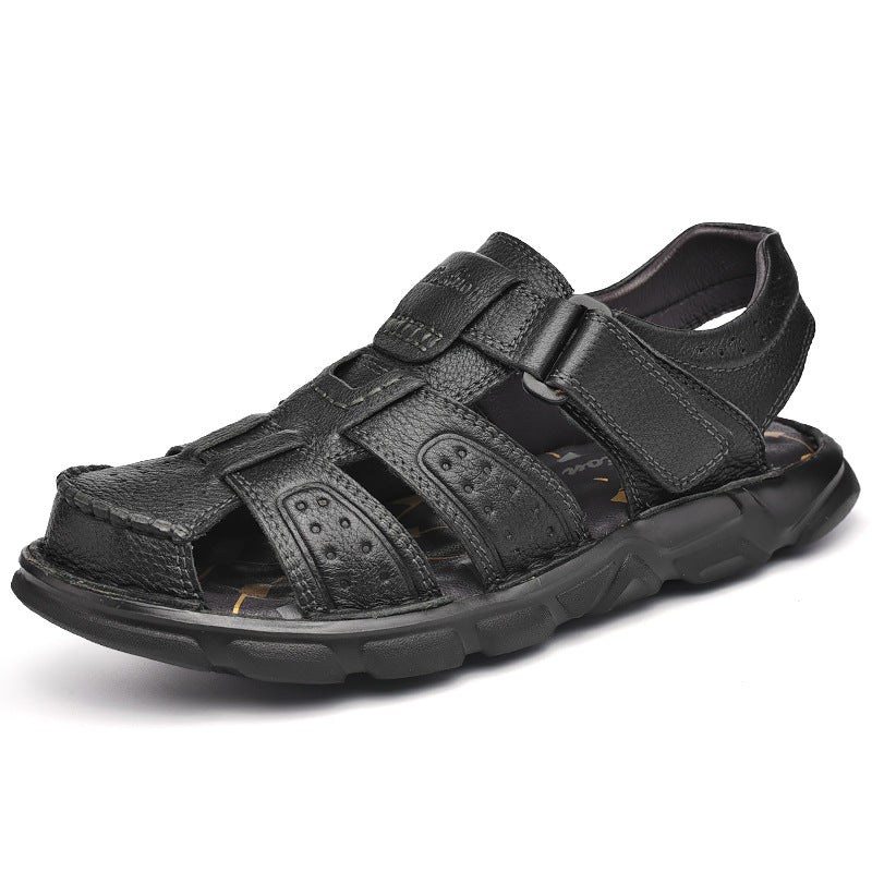 Herren Ledersandalen mit verstellbarem Klettverschluss und rutschfester Sohle EB