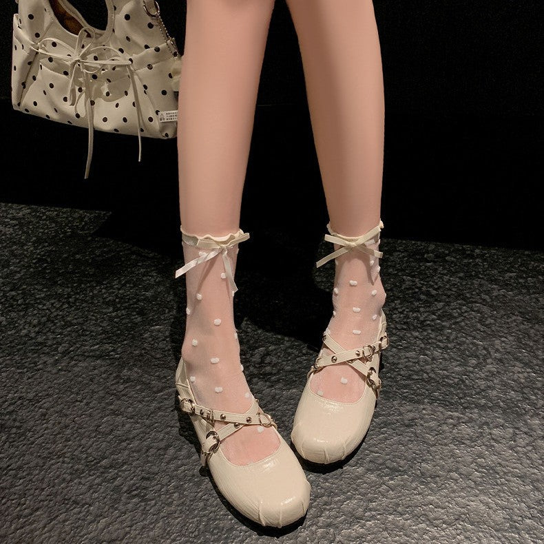 Damen Ballerinas mit modischem Riemchen-Design und hochwertiger Lederverarbeitung EB