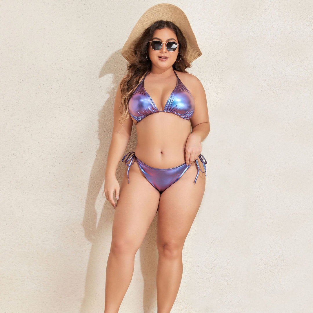 Damen Triangel-Bikini mit schimmerndem Design EB