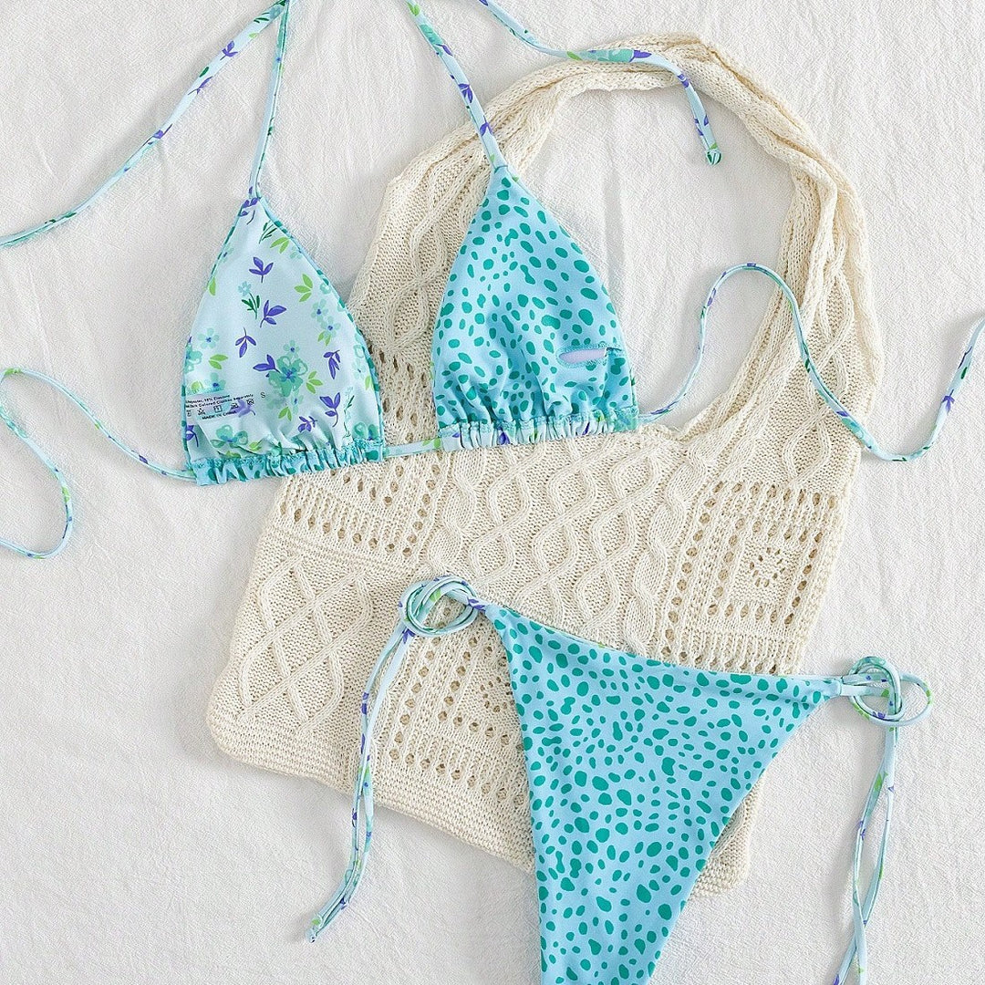 Damen Triangel-Bikini-Set mit hübschen Blumenmustern EB