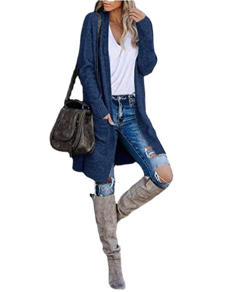 Damen Strickmantel mit offenen Fronten und lässigem Design EB