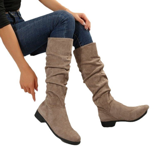 Damen Schlupfstiefel aus weichem Wildlederimitat EB
