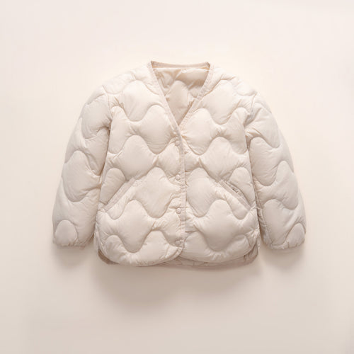 Damen gesteppte Daunenjacke mit modernen Wellenmustern und praktischen Taschen EB