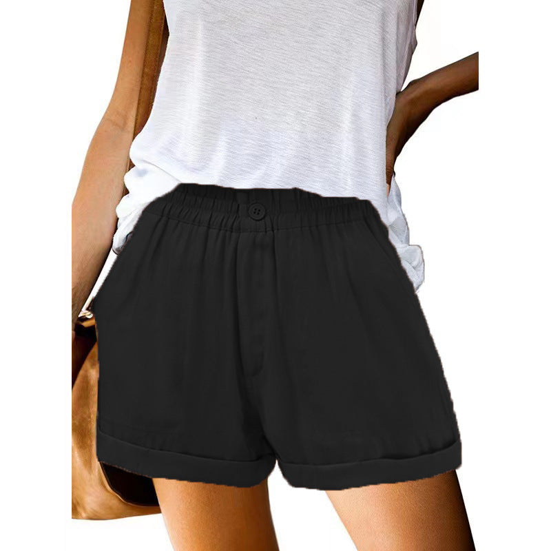 Damen leichte Chino-Shorts mit elastischem Bund und praktischen Taschen EB