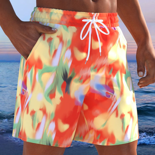 Herren Badeshorts mit animalischem Muster und elastischem Bund EB