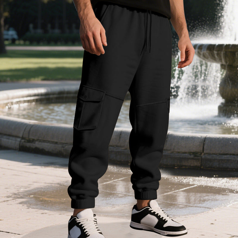 Herren Funktionale Cargo-Jogginghose mit Tunnelzug, Sicherheits-Flap-Taschen und elastischem Knöchelbündchen EB