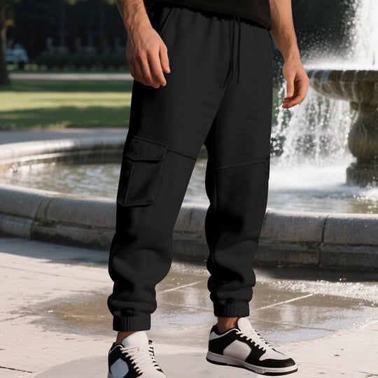 Herren Funktionale Cargo-Jogginghose mit Tunnelzug, Sicherheits-Flap-Taschen und elastischem Knöchelbündchen EB