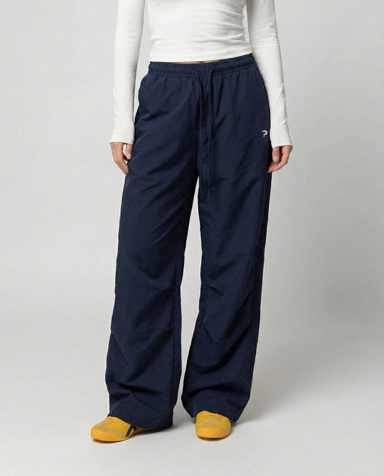 Damen weite Bundhose mit elastischem Tunnelzug langen Schlagbeinen und seitlicher Teilungsnaht EB