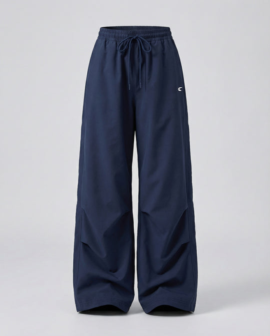 Damen weite Bundhose mit elastischem Tunnelzug langen Schlagbeinen und seitlicher Teilungsnaht EB