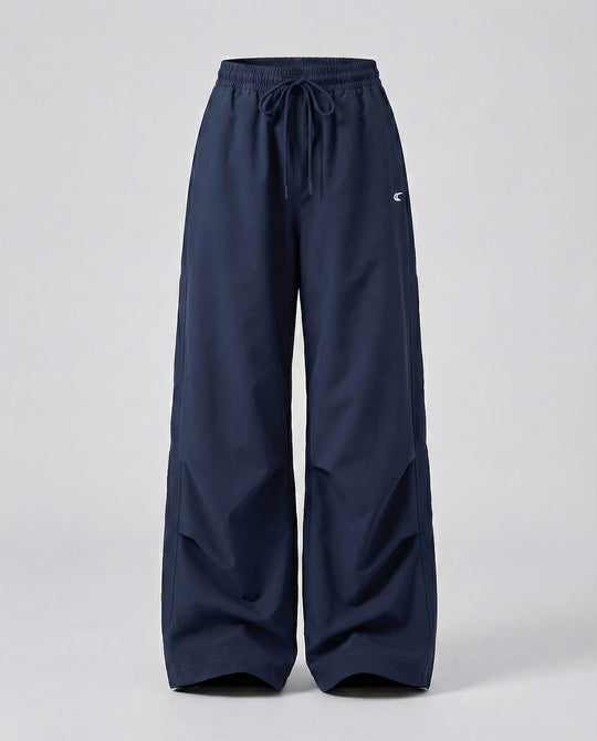 Damen weite Bundhose mit elastischem Tunnelzug langen Schlagbeinen und seitlicher Teilungsnaht EB