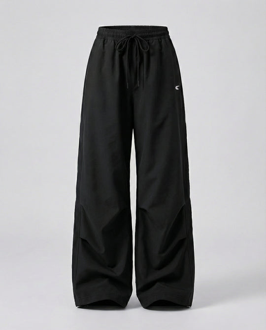 Damen weite Bundhose mit elastischem Tunnelzug langen Schlagbeinen und seitlicher Teilungsnaht EB