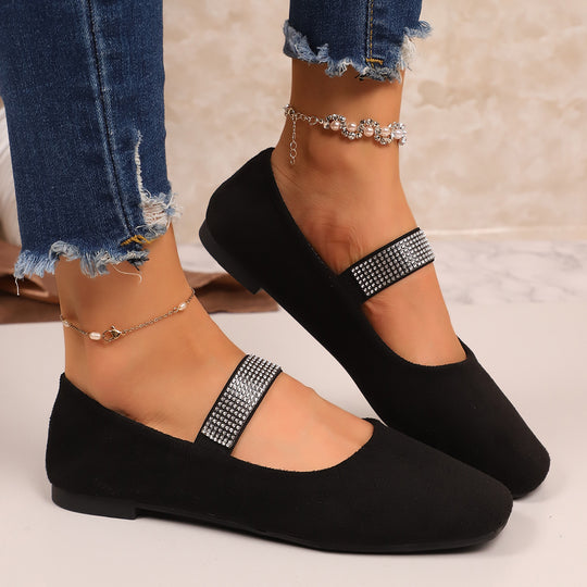 Damen Ballerinas mit glamourösem Riemchen und glitzerndem Schmuckdetail EB