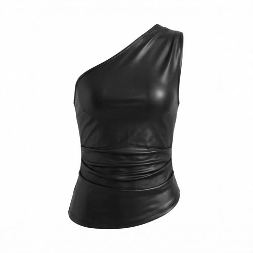 Damen asymmetrisches Top aus Kunstleder EB
