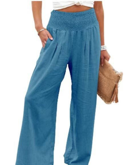 Damen Weit geschnittene Sommerhose mit elastischem Bund und luftiger Passform EB
