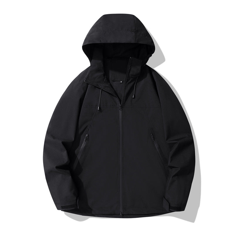 Damen wasserabweisende Outdoor-Jacke mit verstellbarem Kapuzenkragen und funktionalen Reißverschlusstaschen EB