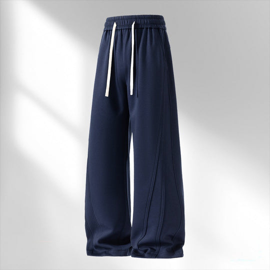 Damen weite Lounge-Sweathose mit elastischem Kordelbund und dekorativen Seitennaht-Details EB