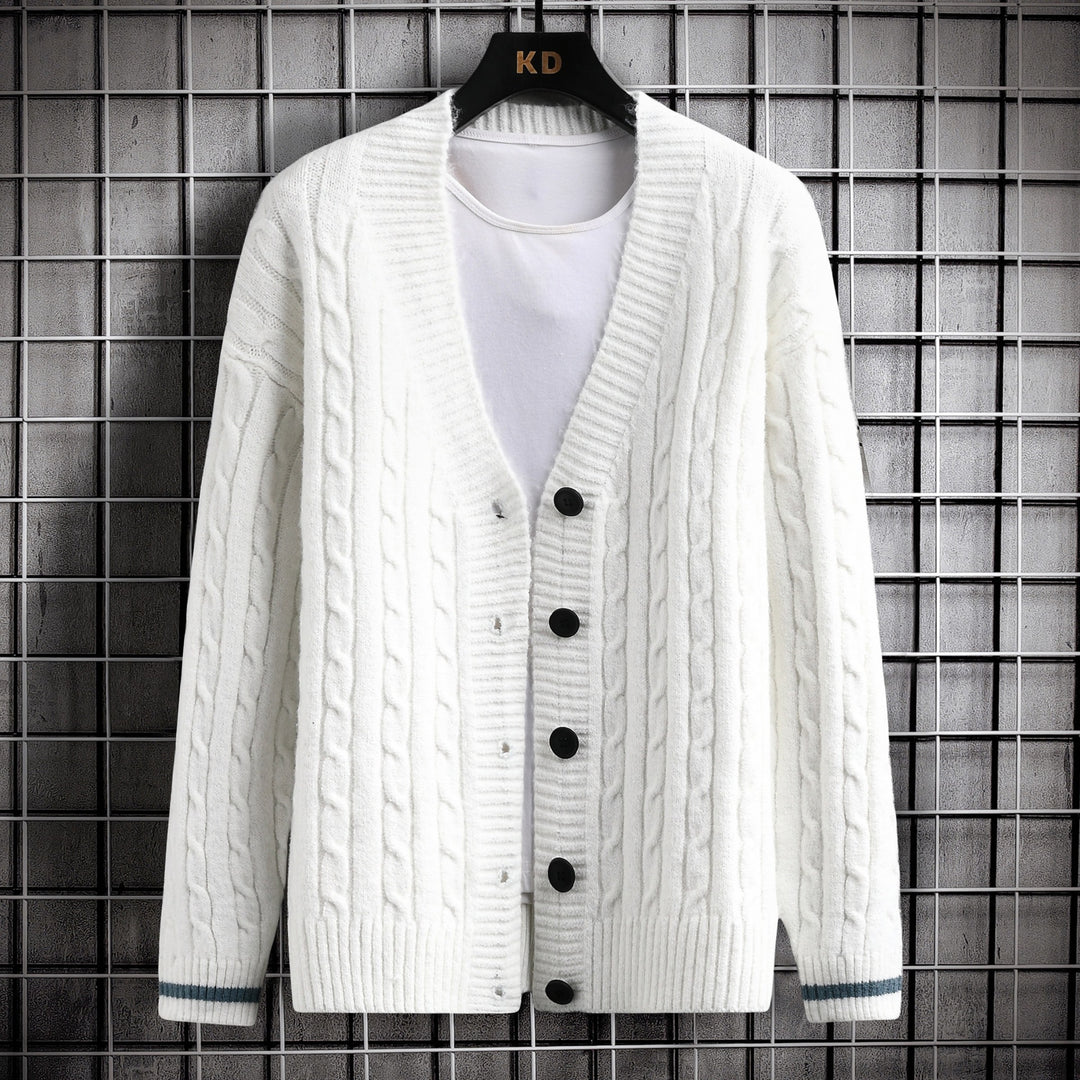 Damen Strickjacke mit Zopfmuster und Knopfdetails EB