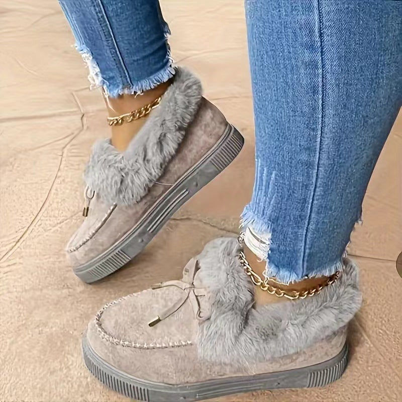 Damen Sneakers mit kuscheligem Fellkragen EB