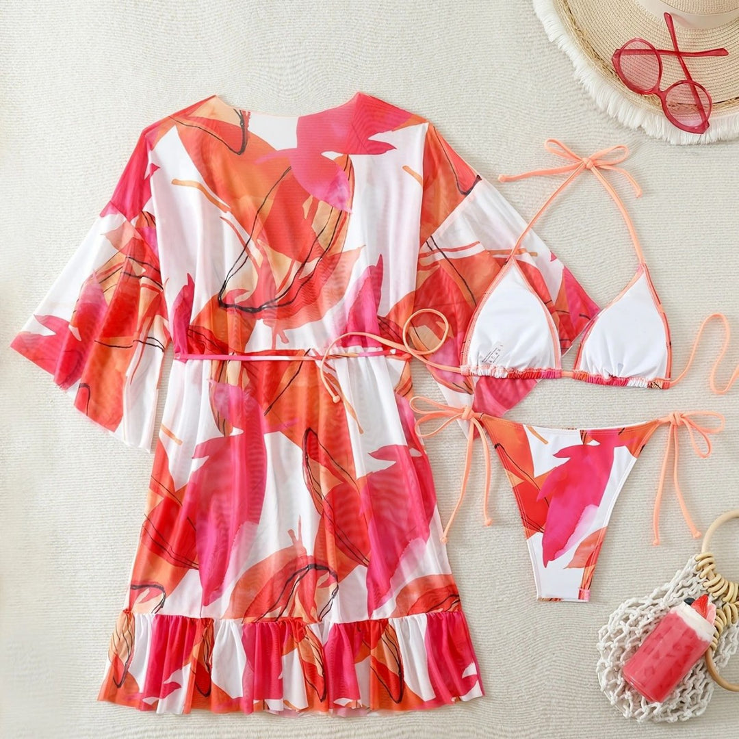Damen Bikiniset mit floralem Kaftan EB