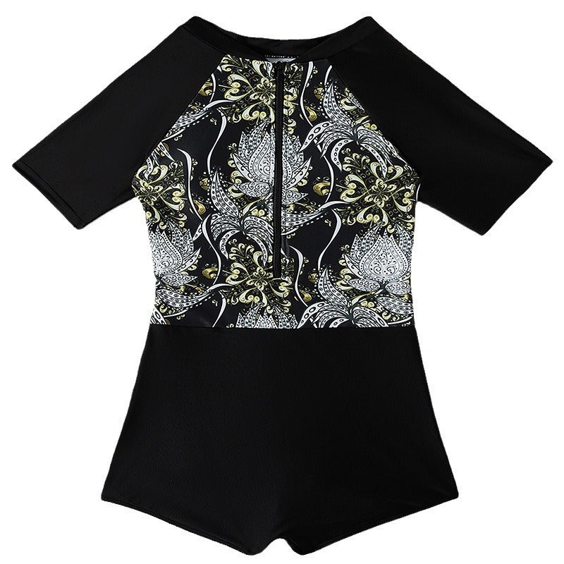 Damen Schwimmanzug mit kurzem Arm und floralem Design EB