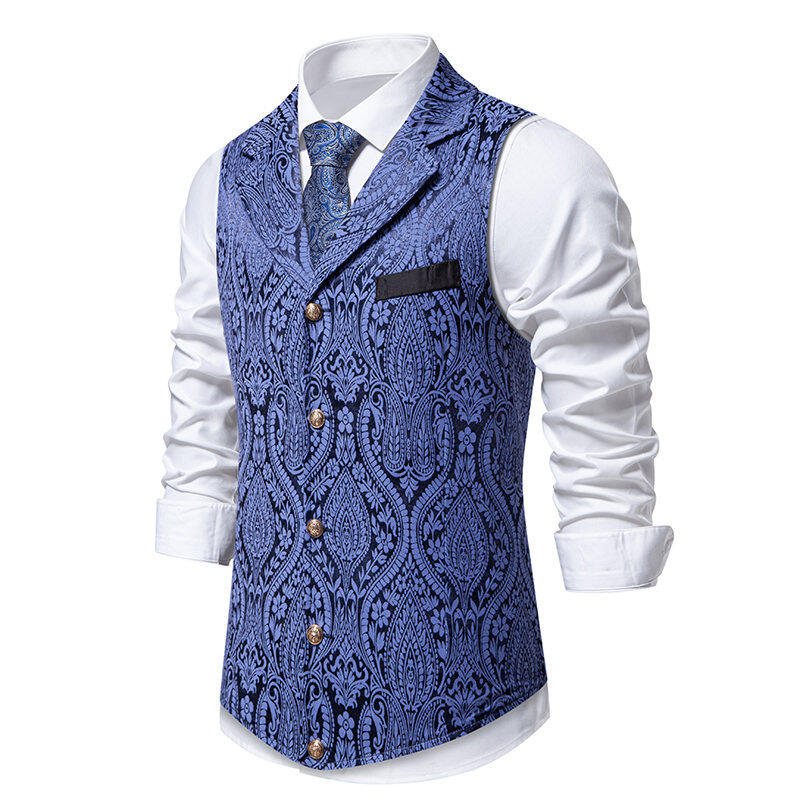 Herren elegante Anzugweste mit feinem Floral-Muster und hochwertiger Verarbeitung EB