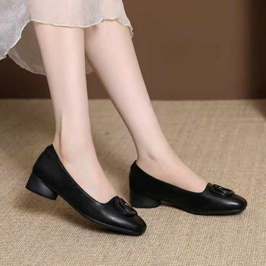 Damen Ballerinas mit eleganter Schmuckapplikation und bequemem Blockabsatz EB