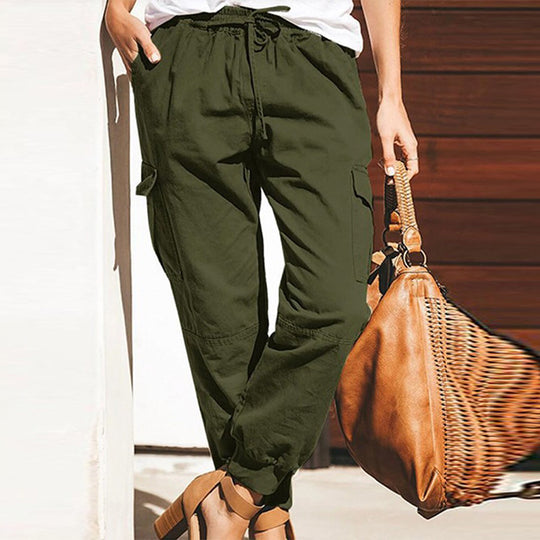 Damen Cargo-Hose mit elastischem Bund und praktischen Taschen EB