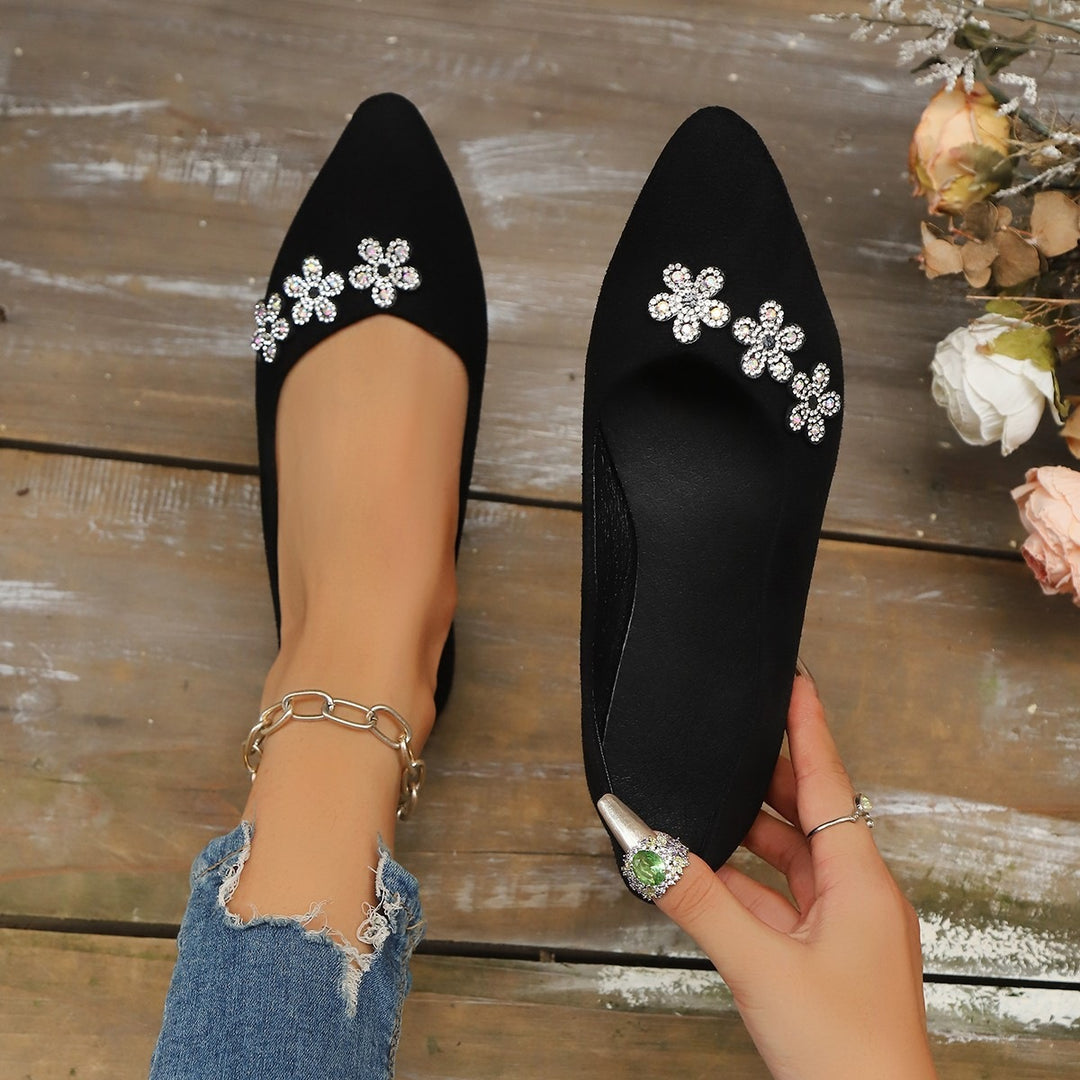 Damen elegante Ballerinas mit floralem Schmuckdetail EB
