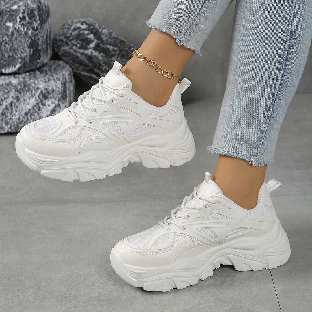 Damen modische Chunky Sneakers mit atmungsaktivem Obermaterial und komfortabler Dämpfung EB