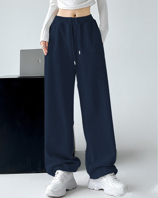 Damen nan extraweite Palazzo-Sweathose mit hohem Komfortbund, seitlichen Eingrifftaschen, Schlitz am Saum und Kordelzug EB