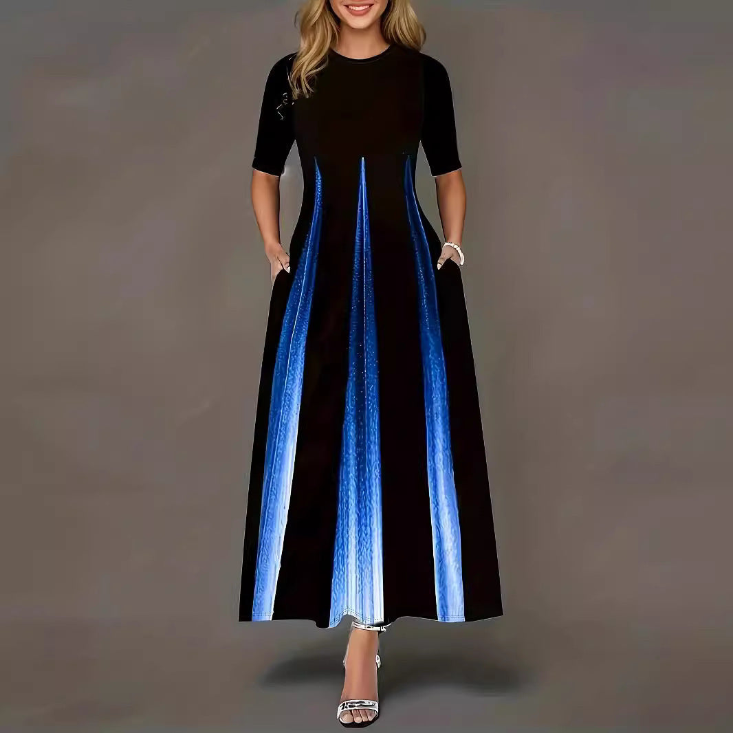 Damen Maxikleid mit eleganten Seitentaschen und luxuriösem Glanz EB