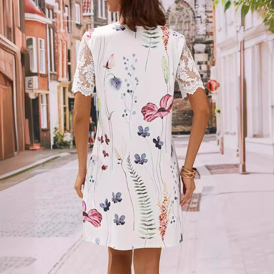 Damen Blumenmuster Shift Kleid EB