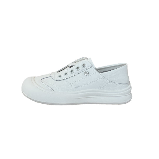 Damen Modische Slip-On Sneaker aus hochwertigem Leder mit dämpfender Sohle EB