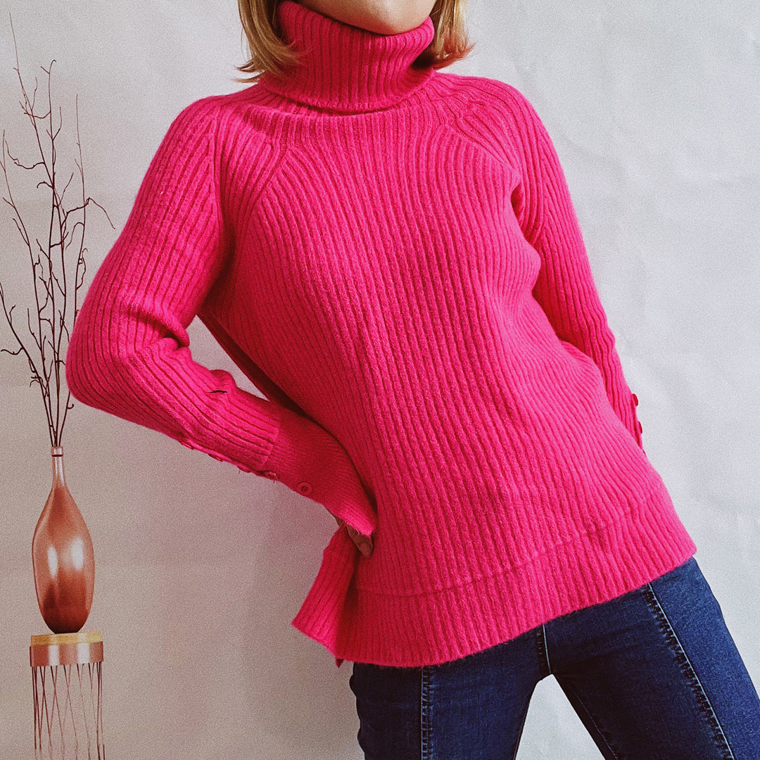 Damen Ribbed Rollkragenpullover mit elegantem Schnitt EB