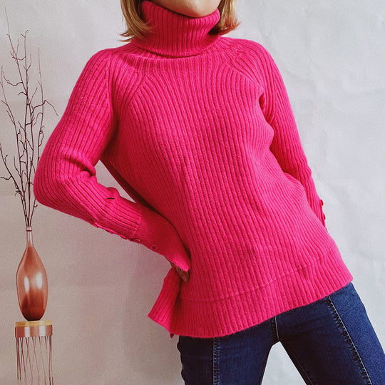 Damen Ribbed Rollkragenpullover mit elegantem Schnitt EB