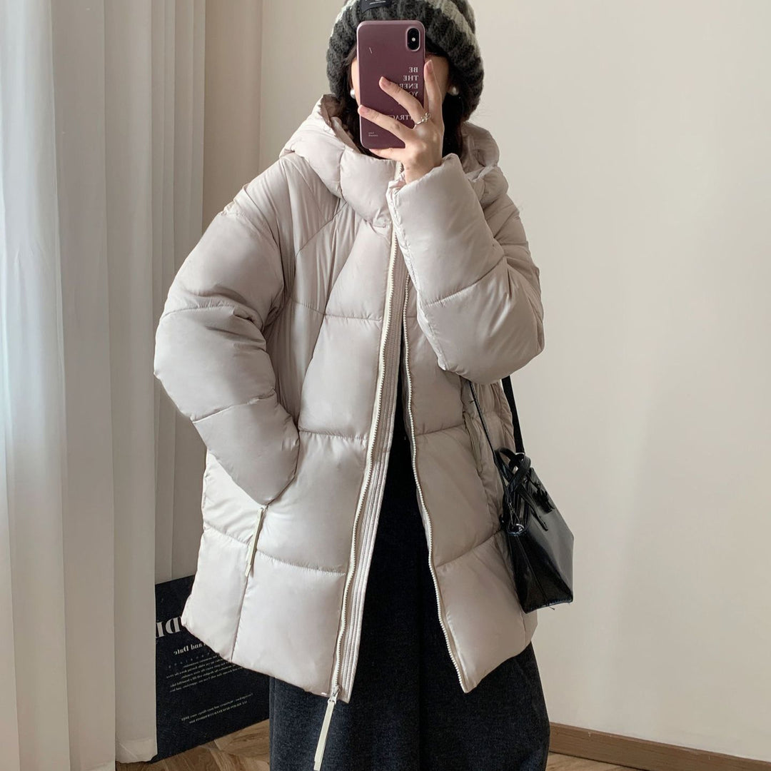Damen Übergroße Pufferjacke mit Kapuze und praktischen Eingrifftaschen EB