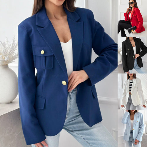 Damen eleganter Blazer mit praktischen Taschen und goldenen Knöpfen EB
