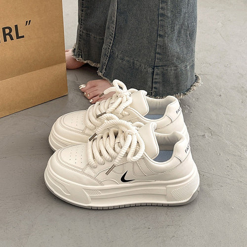 Damen modische Sneaker mit hohem Plateau und atmungsaktiver Obermaterial von EB