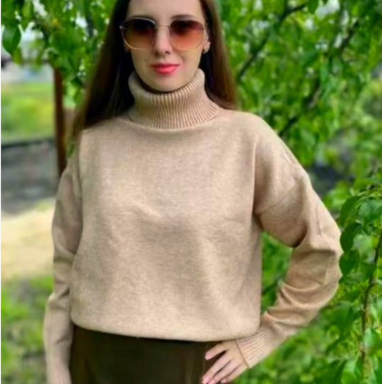 Damen Modischer Rollkragenpullover aus weichem Material EB