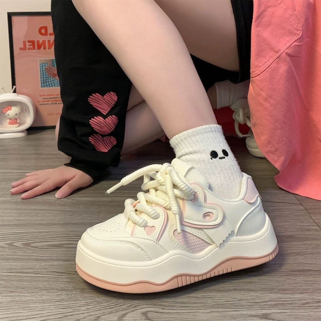 Damen modische Plüsch Sneakers mit dicker Sohle EB